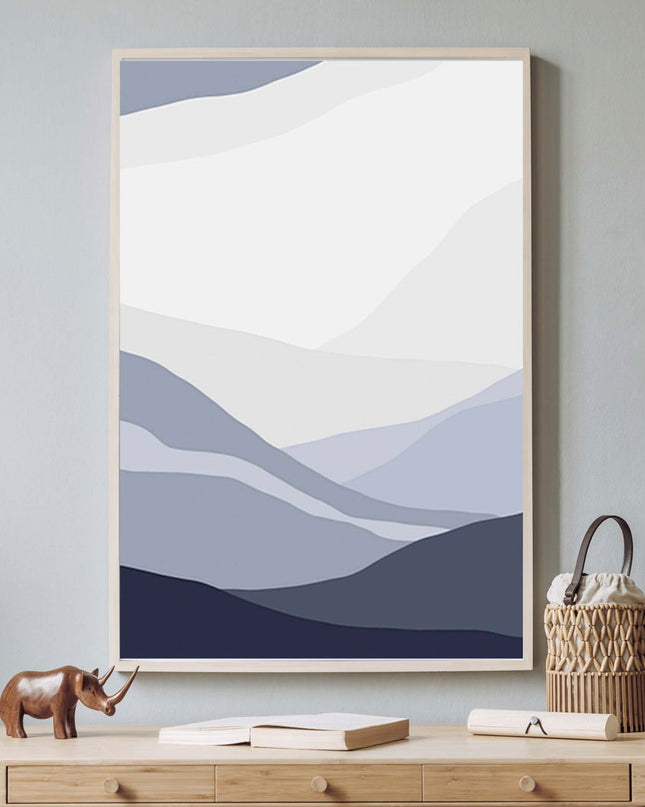 Abstract Blue Mountain Shapes No 1 Poster