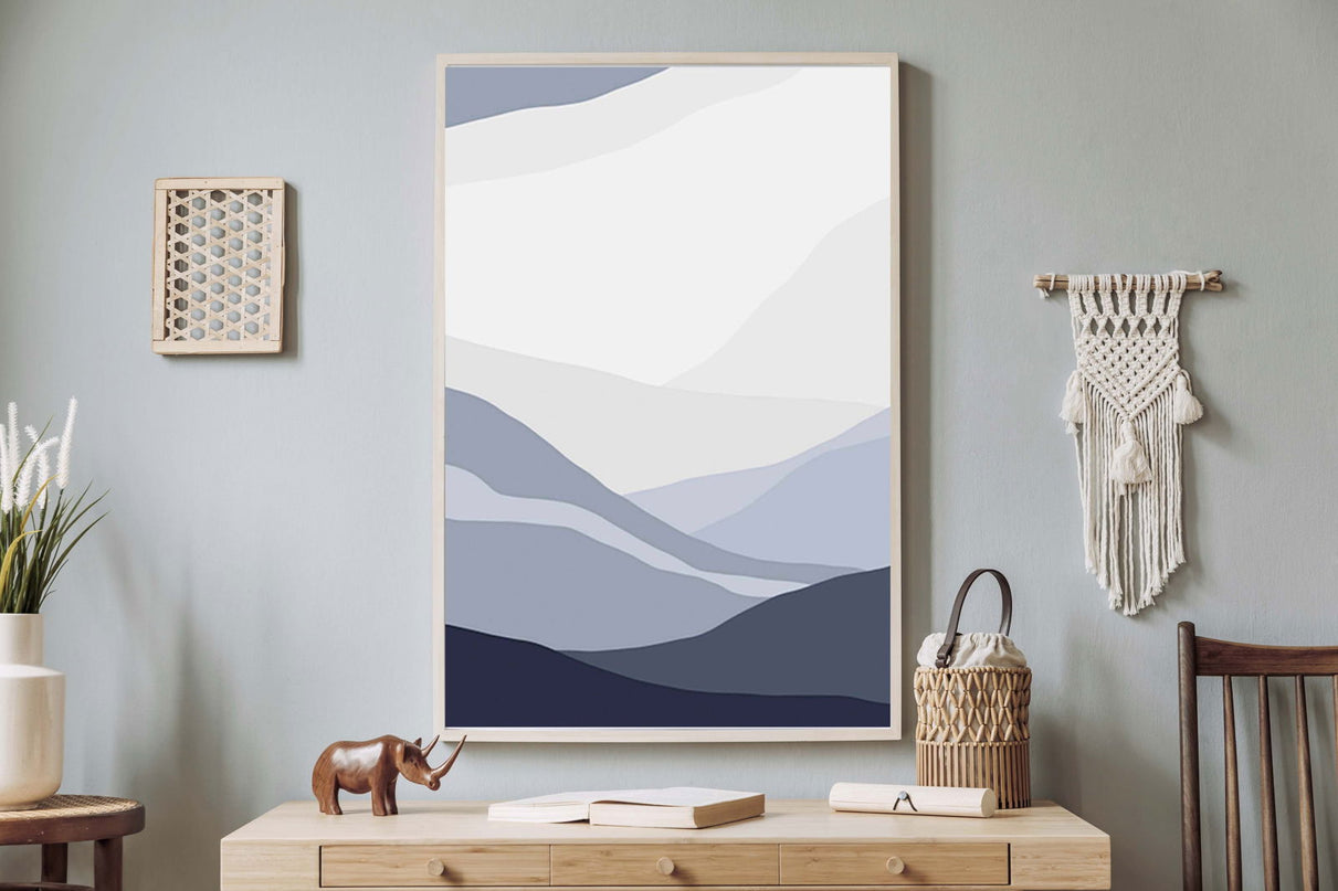 Abstract Blue Mountain Shapes No 1 Poster