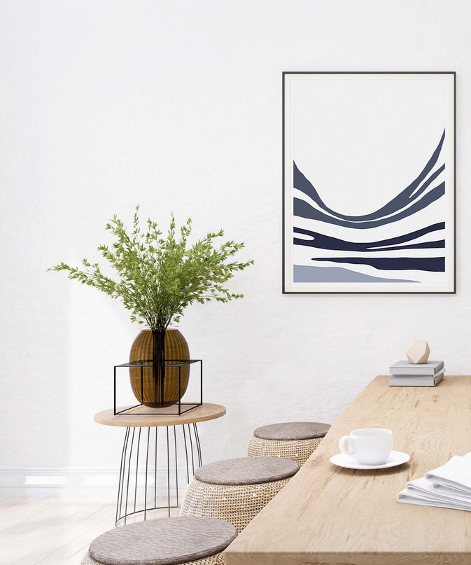 Abstract Blue Mountain Shapes No 2 Poster
