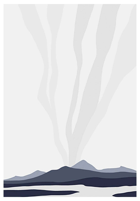 Abstract Blue Mountain Shapes No 3 Poster