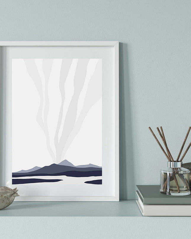 Abstract Blue Mountain Shapes No 3 Poster