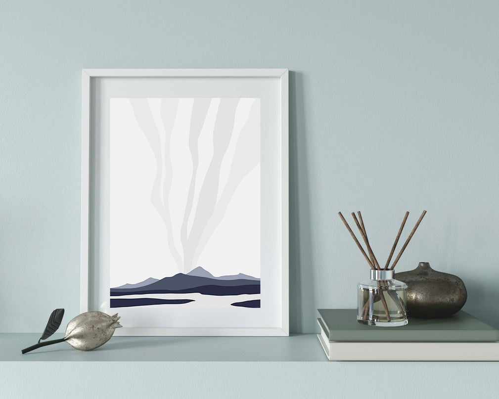 Abstract Blue Mountain Shapes No 3 Poster