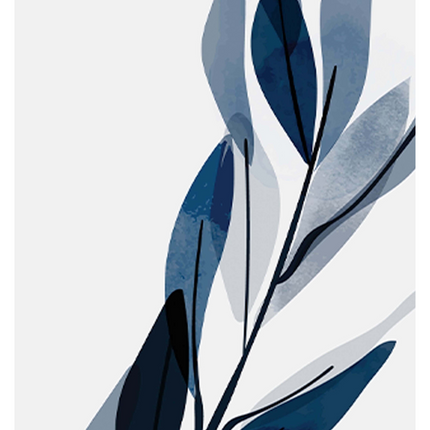 Abstract Blue Watercolour Leaves No3 Poster