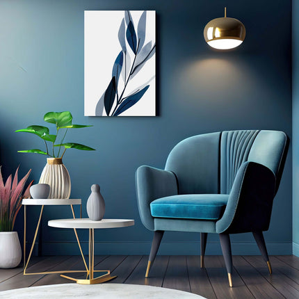 Abstract Blue Watercolour Leaves No3 Poster