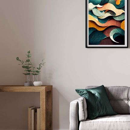 Abstract Orange and Green Shapes Poster