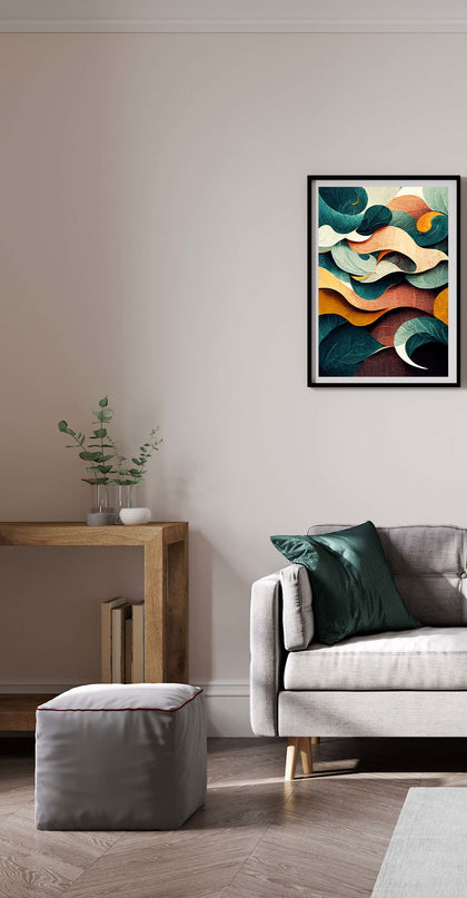 Abstract Orange and Green Shapes Poster