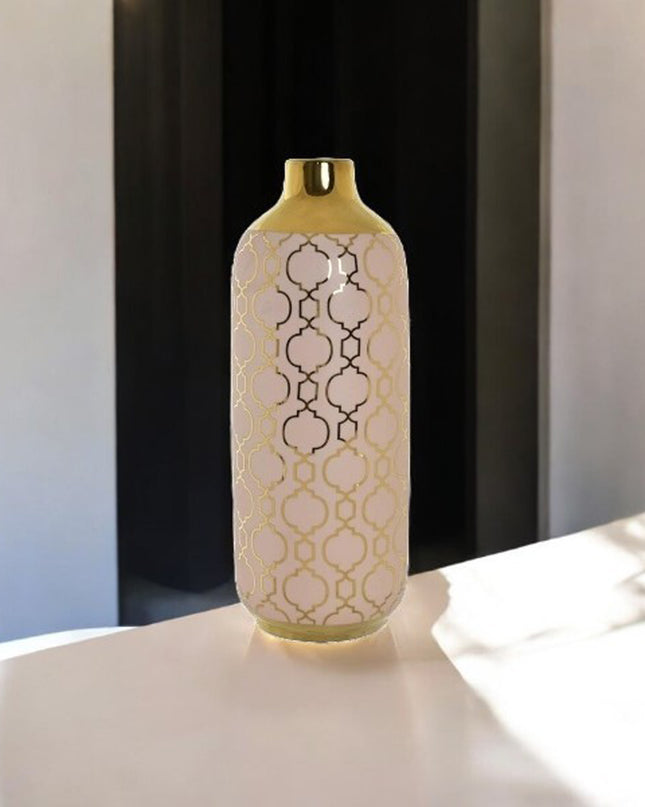 Vase Porcelain Pink Golden Oriental