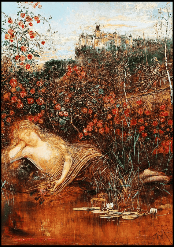 Anton Romako - A Kamptal Nymph under a Rose Hedge