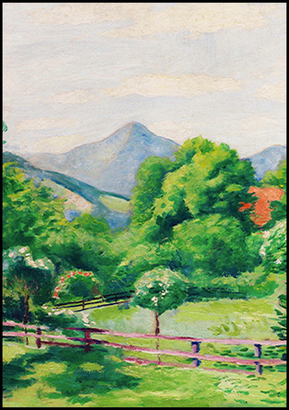 August Macke - Garden in Tegernsee with House and Mountain