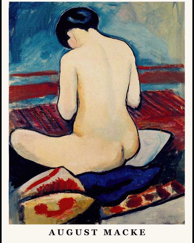 August Macke - Sitting Nude with Pillow Poster