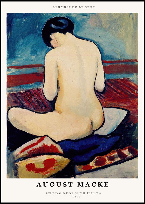 August Macke - Sitting Nude with Pillow Poster