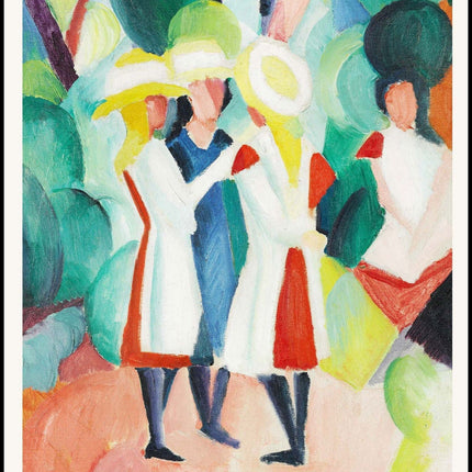 August Macke - Three Girls in Yellow Straw Hats Poster