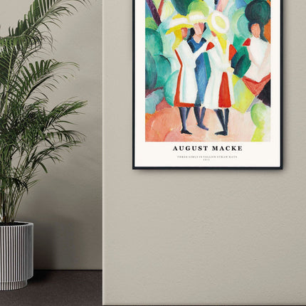 August Macke - Three Girls in Yellow Straw Hats Poster