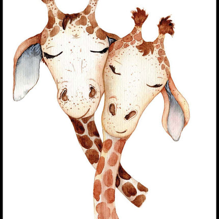 Baby Giraffe with Mother Poster