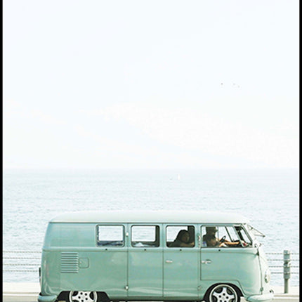 Blue Retro Car Poster