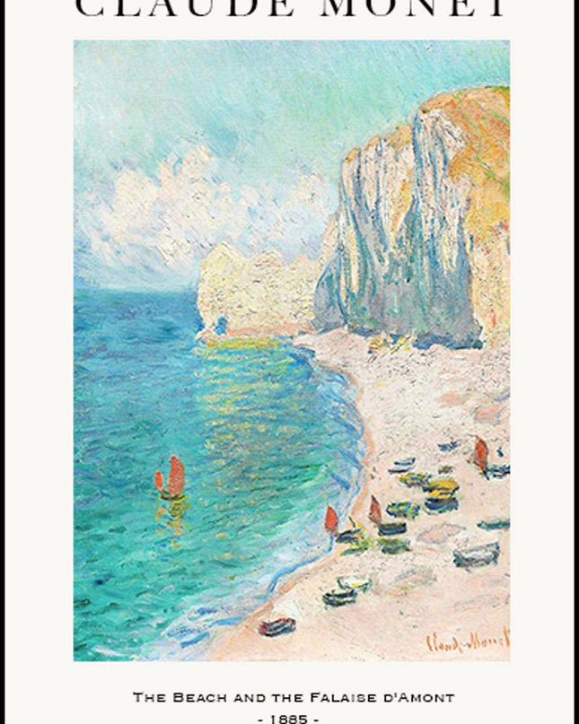 Claude Monet - The Beach and the Falaise d'Amont Poster