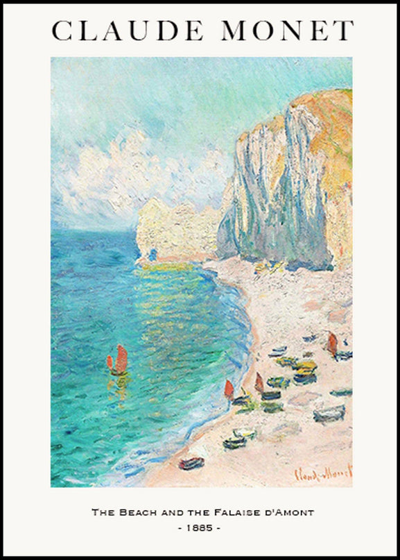Claude Monet - The Beach and the Falaise d'Amont Poster