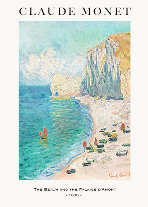 Claude Monet - The Beach and the Falaise d'Amont Poster
