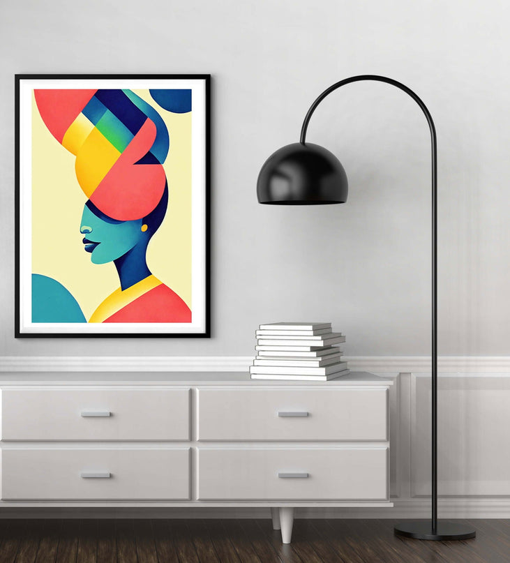 Colourful Geometric Woman Shape wall art No1
