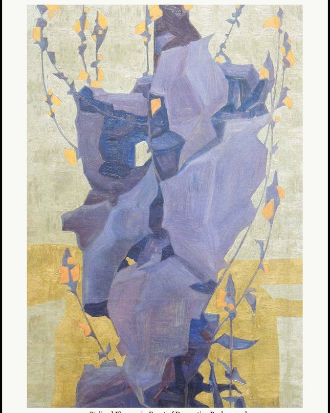 Egon Schiele - Stylized Flowers in Front of Decorative Background Poster