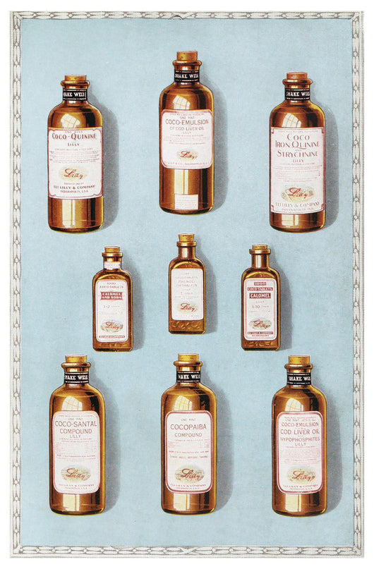 Eli Lilly & Company - Bottles of Chocolate Flavored Medicines Poster