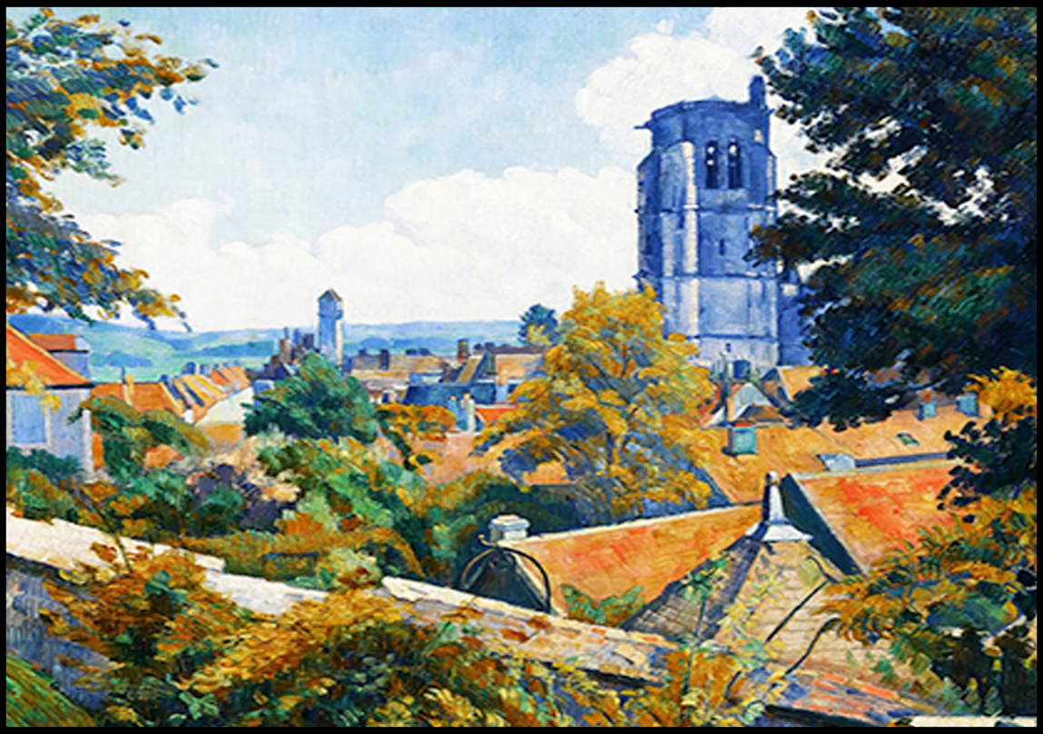 Émile Bernard- Vue sur Tonnerre avec I'eglise Notre Dame