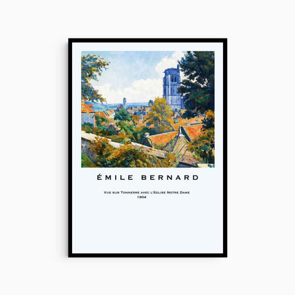 Émile Bernard - Vue sur Tonnerre avec l’église Notre Dame poster