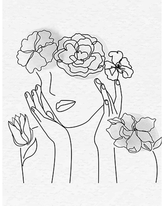 Floral Woman Line Art Poster