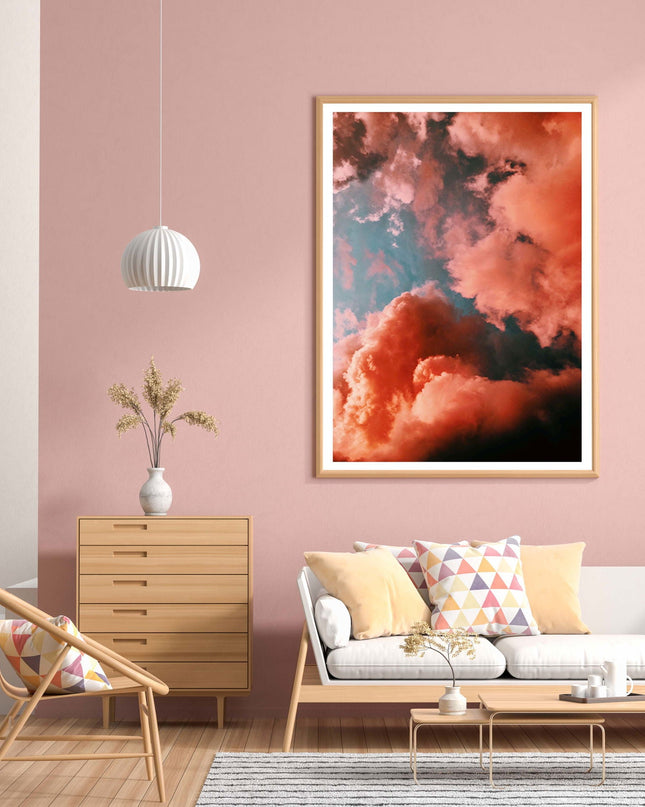 Fluffy Red Clouds Poster