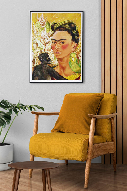 Frida Khalo - Self Portrait with Monkey and Parrot