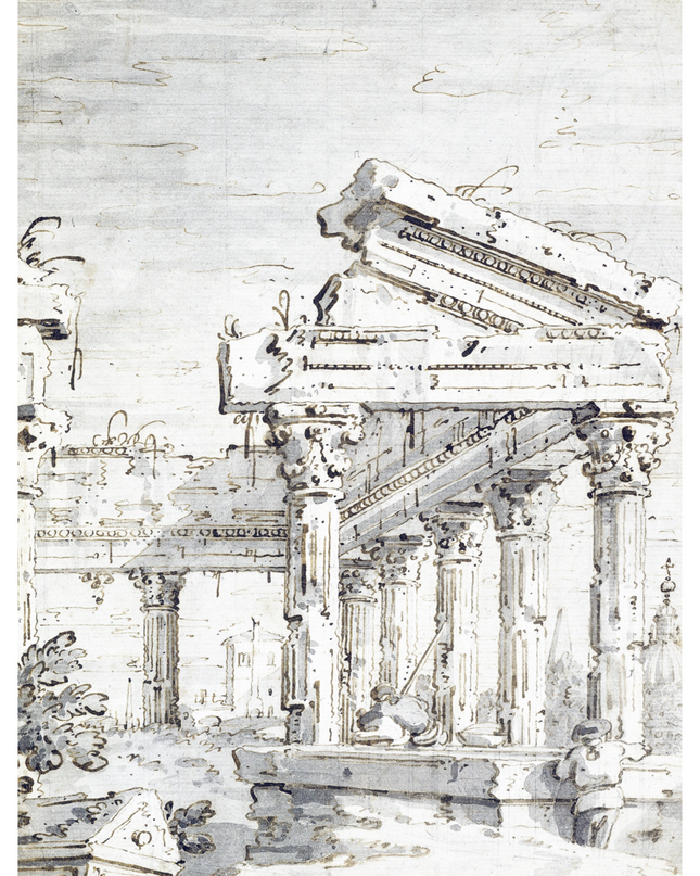 Giovanni Antonio Canal - Capriccio; A Ruined Classical Temple