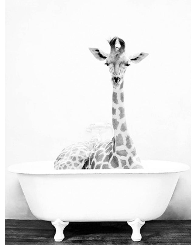 Giraffe In A Bathtub Poster