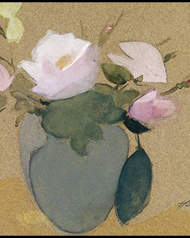 Helene Schjerfbeck - Roses in a Blue-Green Vase