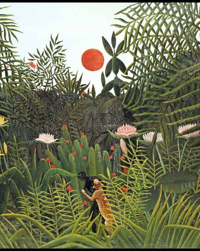 Henri Rousseau - Jungle with Setting Sun