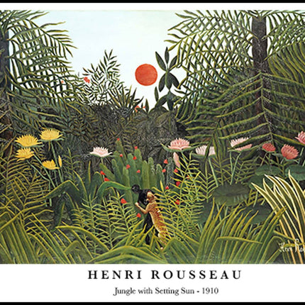 Henri Rousseau - Jungle with Setting Sun Poster