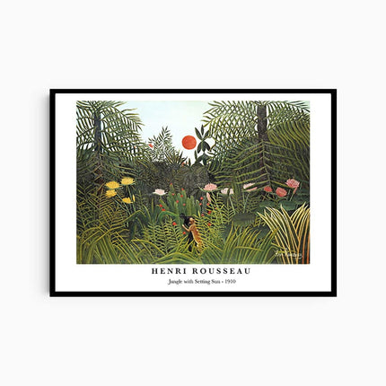 Henri Rousseau - Jungle with Setting Sun Poster