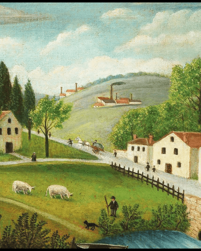 Henri Rousseau - Pastoral Landscape with Stream, Fisherman and Stroller