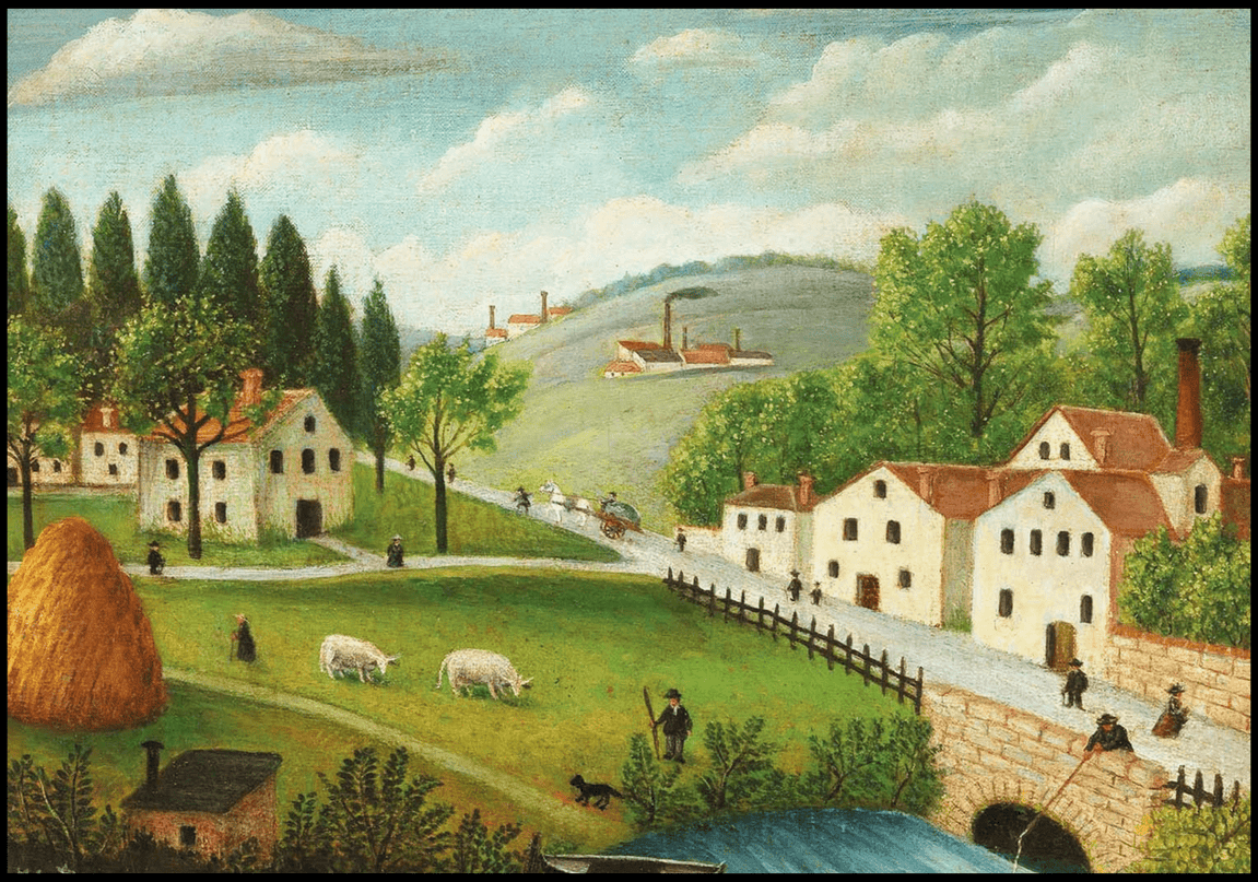 Henri Rousseau - Pastoral Landscape with Stream, Fisherman and Stroller