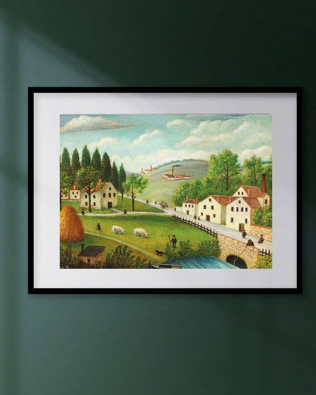Henri Rousseau - Pastoral Landscape with Stream, Fisherman and Stroller