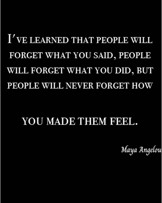 I've learned that people will forget what you said...Poster