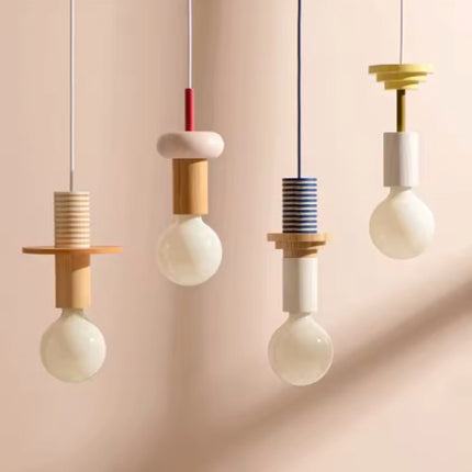 Scandinavian Wood LED Hanging Lamp Ceiling Chandelier Lustre