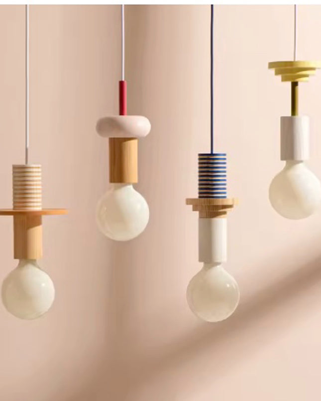 Scandinavian Wood LED Hanging Lamp Ceiling Chandelier Lustre