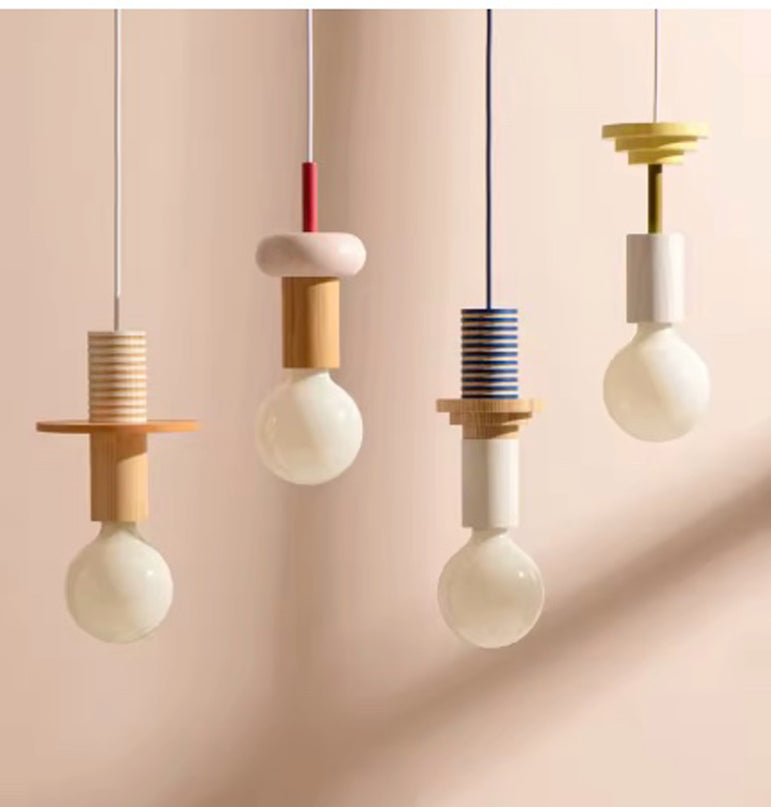 Scandinavian Wood LED Hanging Lamp Ceiling Chandelier Lustre