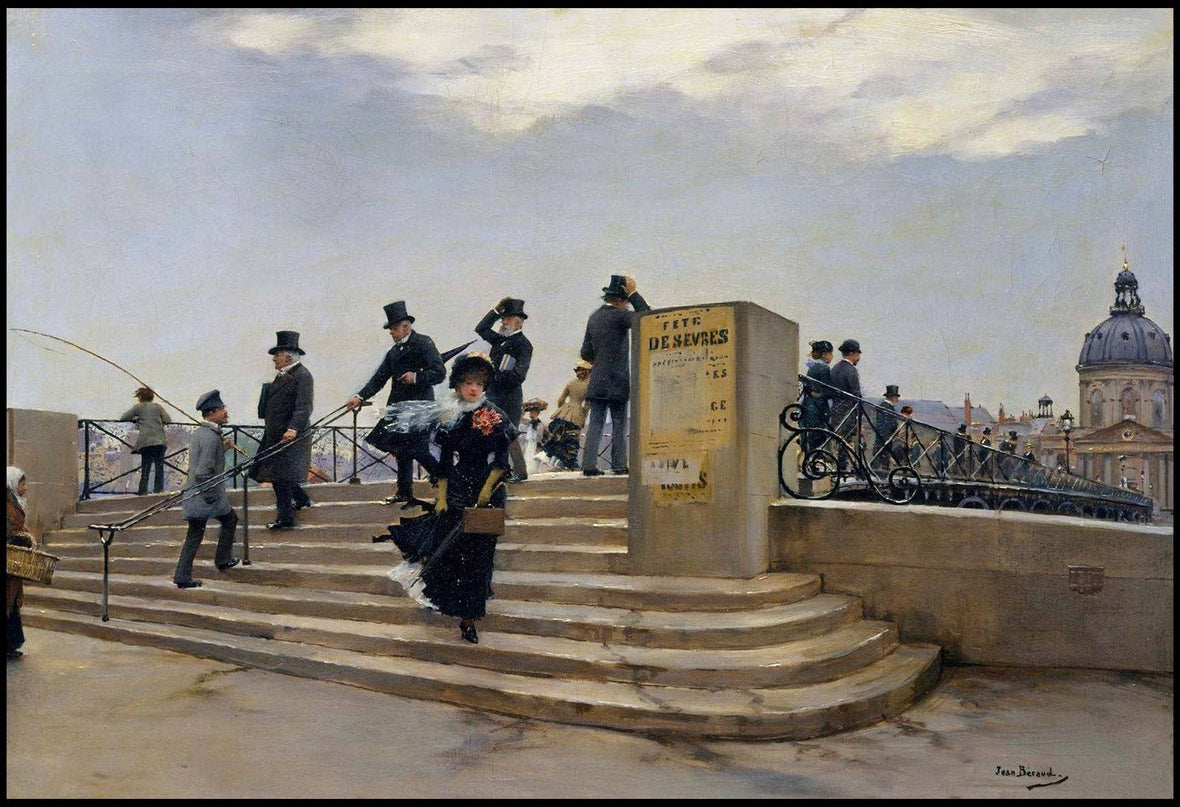 Jean Béraud - A Windy Day on The Pont des Arts