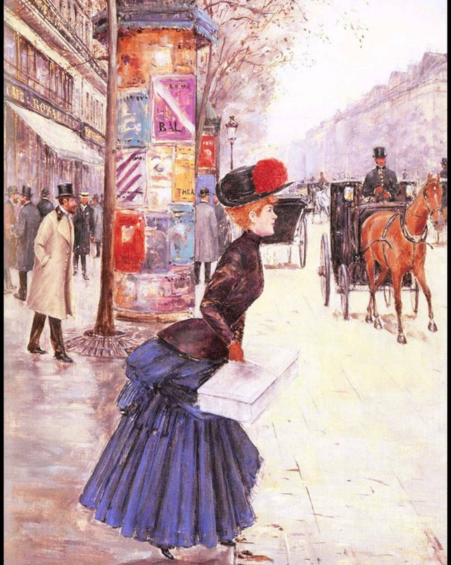 Jean Béraud - Jeune Femme Traversant le Boulevard