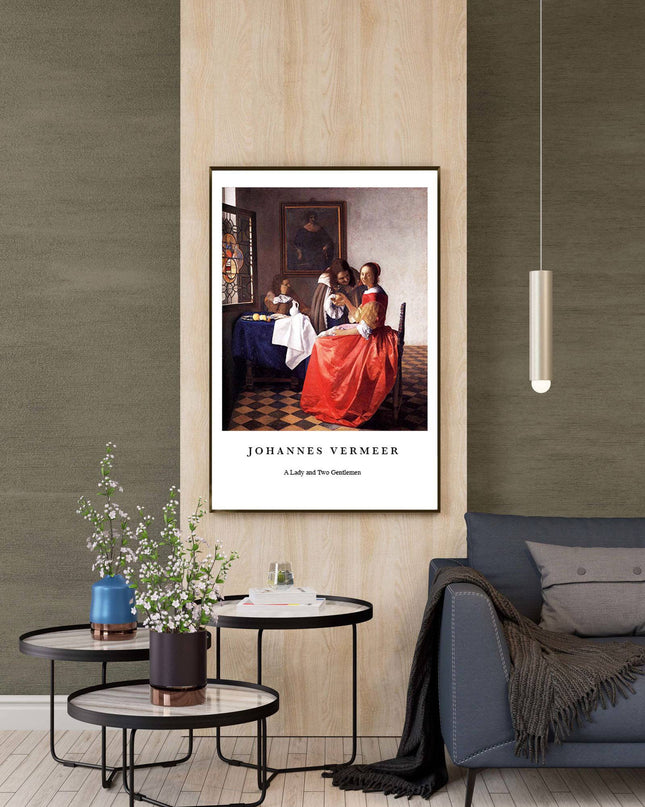 Johannes Vermeer - A Lady and Two Gentleman Poster