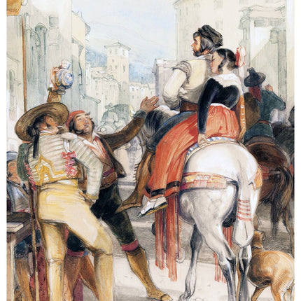 John Frederick Lewis - A Street Scene in Granada on the Day of the Bullfight