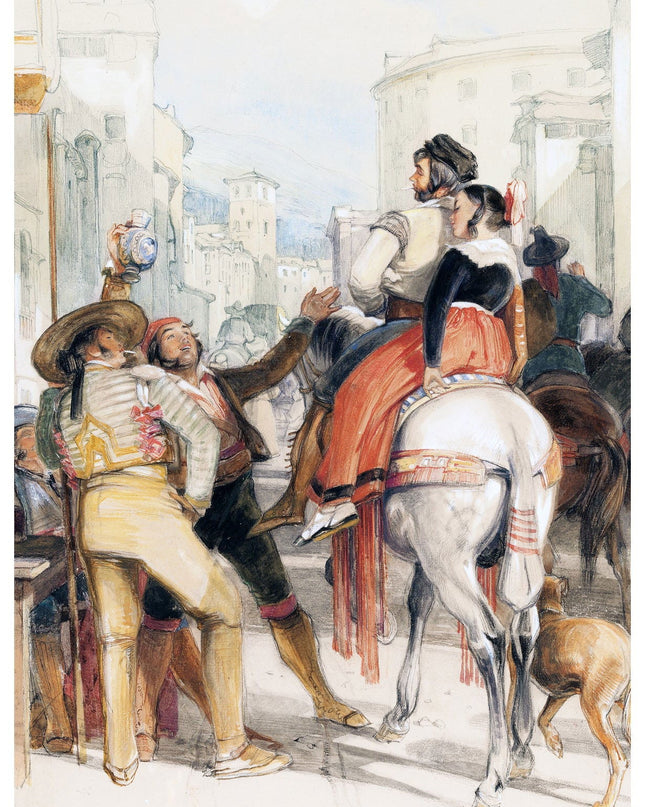 John Frederick Lewis - A Street Scene in Granada on the Day of the Bullfight