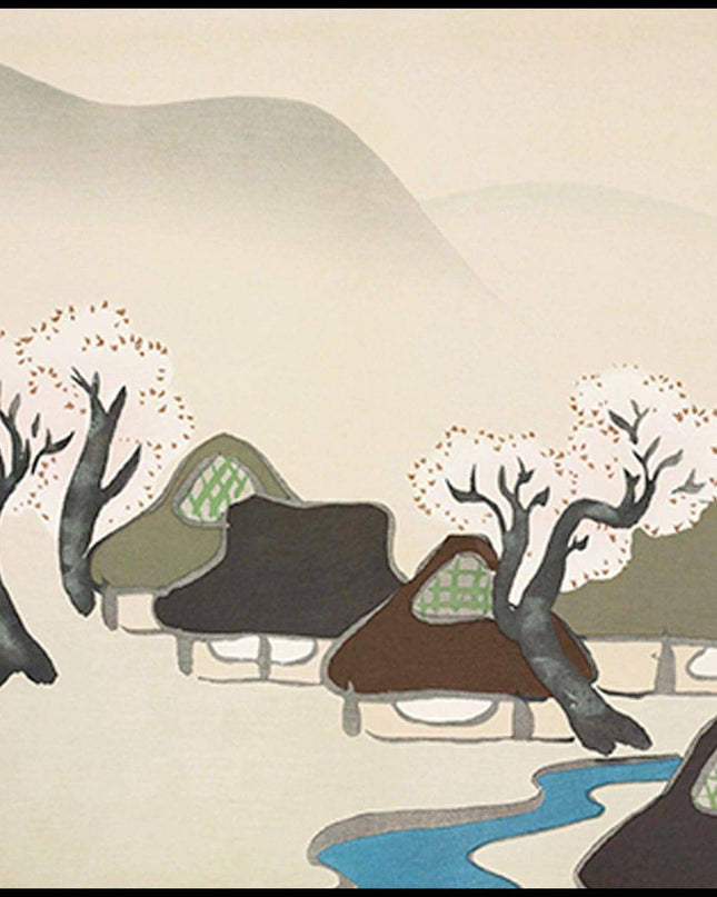 Kamisaka Sekka - Village with cherry blossoms from Momoyogusa