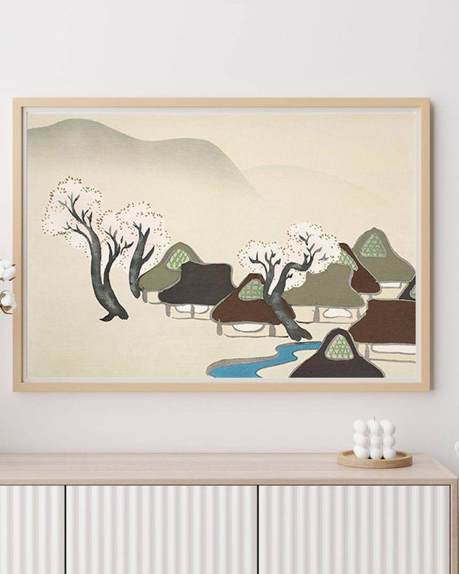 Kamisaka Sekka - Village with cherry blossoms from Momoyogusa